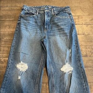Old navy high waist wide leg jeans distressed blue